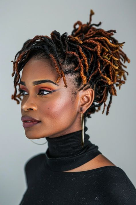 34+ Trendy Loc Styles for Short Hair to Try Now Loc Wedding Hairstyles, Loc Styles For Short Hair, Short Loc Styles, Natural Hair Haircuts, Short Twists, Short Hairstyle Ideas, Styles For Short Hair, Messy Updo, Elegant Updos