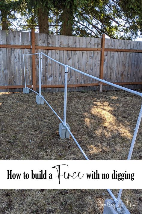 Building a Fence with No Digging Pvc Dog Fence Diy, Temporary Goat Fencing, Chicken Wire Dog Fence, Diy Portable Fence, Cheap Fence Ideas For Dogs Backyards, Dog Fencing Ideas Cheap, Temporary Fencing Ideas, No Dig Dog Fence Ideas, Diy No Dig Fence