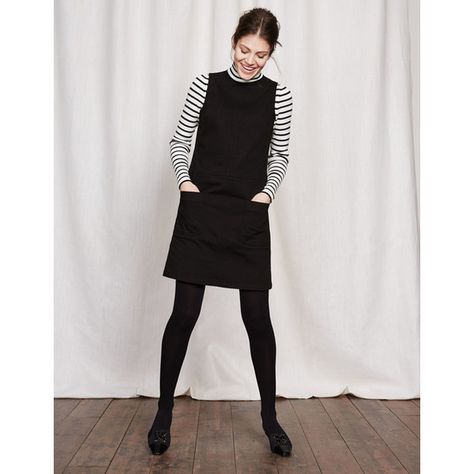 Boden Trafalgar Modern Dress ($76) ❤ liked on Polyvore featuring dresses, black, stitching dresses, boden, stretch dresses, stretchy dresses and boden dresses Pinafore Outfit, Black Pinafore, 1960s Dresses, Outfit Short, Turtleneck Jumper, Gamine Style, Black Jumper, Looks Street Style, Striped Turtleneck