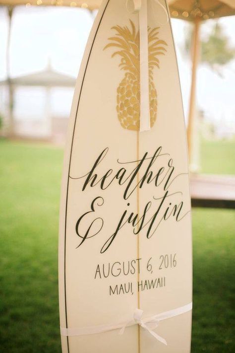 Surf Theme Party, Surfer Wedding, Surf Wedding, Hawaiian Weddings, Ariel Wedding, Wedding Extras, Anna Kim, Sentimental Wedding, Wedding Display