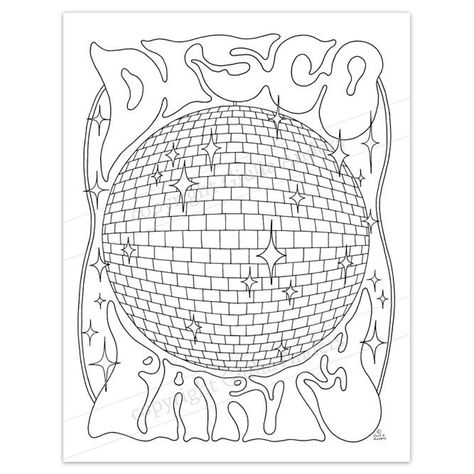 Disco Ball Coloring Page, Coloring Procreate, Types Of Colours, Coloring Pages Printable, Cool Coloring Pages, Colorful Party, Disco Party, 7th Birthday, Disco Ball