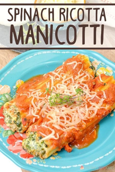 Spinach Ricotta Manicotti is an Italian-American classic that features pasta shells filled with a mixture of spinach and ricotta topped with marinara sauce. Lasagna Salad, Manicotti Recipe, Spinach And Ricotta, Spinach Ricotta, Pasta Shells, Meatless Recipes, Savory Meals, Italian Foods, Meatless Mondays