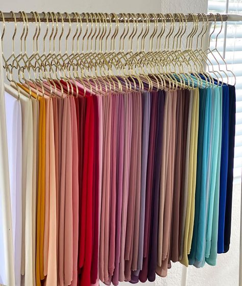 Hijab Organization, Hijab Closet, Hijab Colors, Simple Hijab Tutorial, Scarf Organization, Honey Shop, Simple Hijab, Hijab Collection, Mode Turban