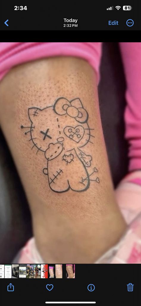 Hello Kitty Thigh Tattoo, Bad Hello Kitty Tattoo, Bad Hello Kitty, Chucky Hello Kitty, Evil Hello Kitty Tattoo, Goth Hello Kitty Tattoo, Grunge Hello Kitty Tattoo, Tatuajes Hello Kitty Tattoos, Edgy Hello Kitty Tattoo