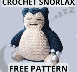 PATRONES AMIGURUMI GRATIS: PATRON GRATIS SNORLAX | POKEMON AMIGURUMI 66133 Free Crochet Pokemon, Snorlax Crochet Pattern, Snorlax Crochet, Snow Pokemon, Snorlax Pokemon, Pokemon Amigurumi, Pattern Step By Step, Pokemon Snorlax, Crochet Pokemon