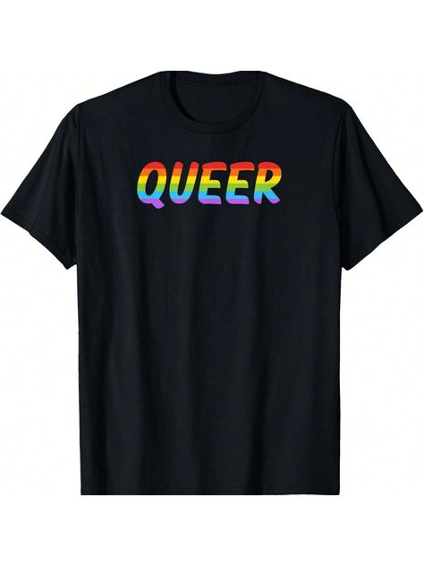 Queer Shirt LGBT Pride Gay Lesbian LGBTQ Shirt Women Men T-Shirt Black Casual  Short Sleeve Knitted Fabric Geometric,Halloween,Letter  Slight Stretch All Women Clothing, size features are:Bust: ,Length: ,Sleeve Length: Queer Shirt, Geometric Halloween, Halloween Letters, Lgbt Pride, Men T Shirt, Shirt Women, Black Casual, Womens Tees, Women Men