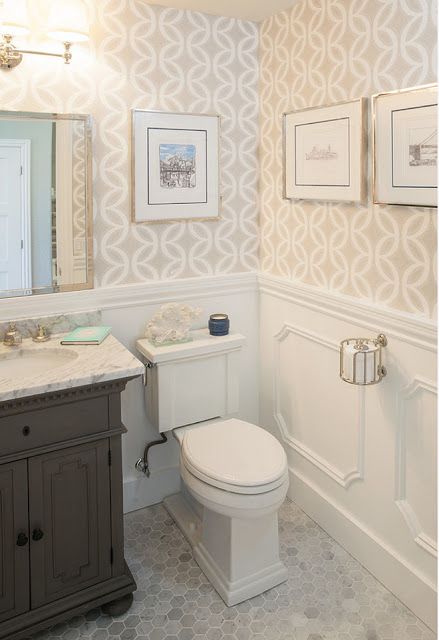 null Chic Powder Room, Makeover Kamar Mandi, Full Bathroom Remodel, Bad Inspiration, Decor Baie, Transitional Bathroom, Vinyl Decor, Diy Bathroom Remodel, 아파트 인테리어