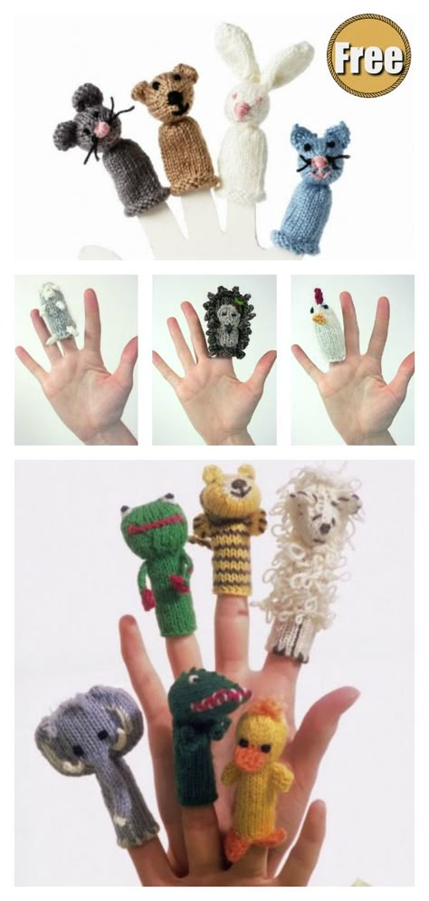 Finger Puppets free Knitting Pattern Free Finger Puppet Knitting Patterns, Free Knit Finger Puppet Patterns, Finger Toys Diy, Finger Puppet Knitting Patterns, Knit Finger Puppets, Finger Puppet Patterns Free, Knitted Finger Puppets, Knitted Finger Puppets Free Pattern, Free Finger Puppet Patterns