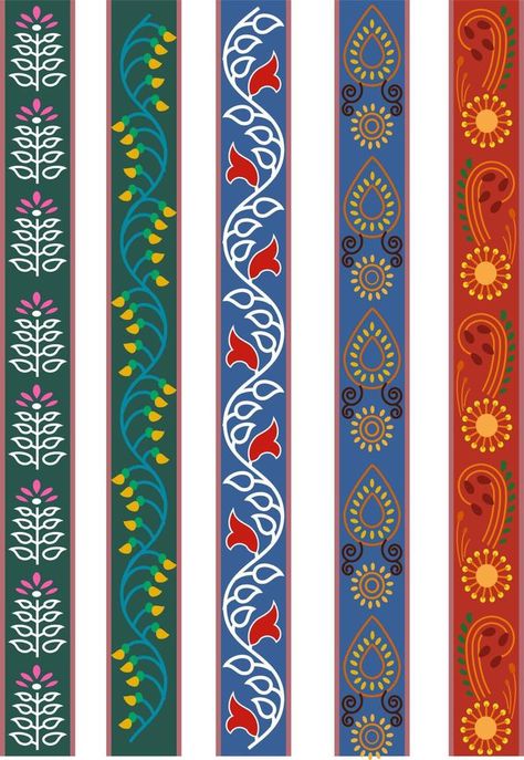 colorful kalamkari vector border design. Indian Traditional Illustration For Textile Branding Border Design Indian, Indian Layout Design, Traditional Illustration Art, Indian Border Pattern, India Pattern Design, Indian Borders Design, Border Design Traditional, Indian Ornamental Design, Indian Traditional Pattern