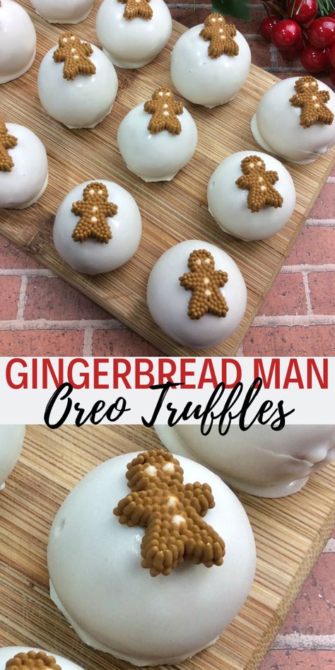 Gingerbread Oreo Truffles are easy to make and taste good. Leave a plate for Santa to enjoy and he just might be bring you everything you asked for. ;)  #DineDreamDiscover #JustPlumCrazy #EasyEverydayRecipes #LifeInTheRV #FoodBlogger #Recipe #delicious #yummy #food #recipes #tasty #foodporn #foodie #cooking #yum #foodlover #chef #love #homemade #Delish #GingerbreadMan #Gingerbread #gingerbreadmen #gingerbreadchristmascookies #gingerbreadcookie #gi Gingerbread Truffles, Holiday Cake Pop, Christmas Treats To Make, Peppermint Truffles, Christmas Truffles, Oreo Flavors, Easy Christmas Treats, Oreo Balls, Candy Truffles