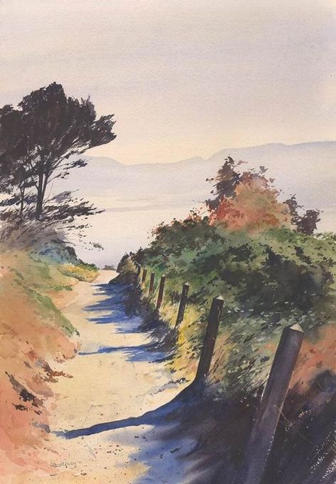 Watercolor Lake Scene, Impressionist Watercolor, Watercolour Landscape Painting, Watercolor Art Landscape, Lake Scene, Watercolour Landscape, Watercolor Tropical, Pretty Landscapes, Watercolor Landscape Paintings