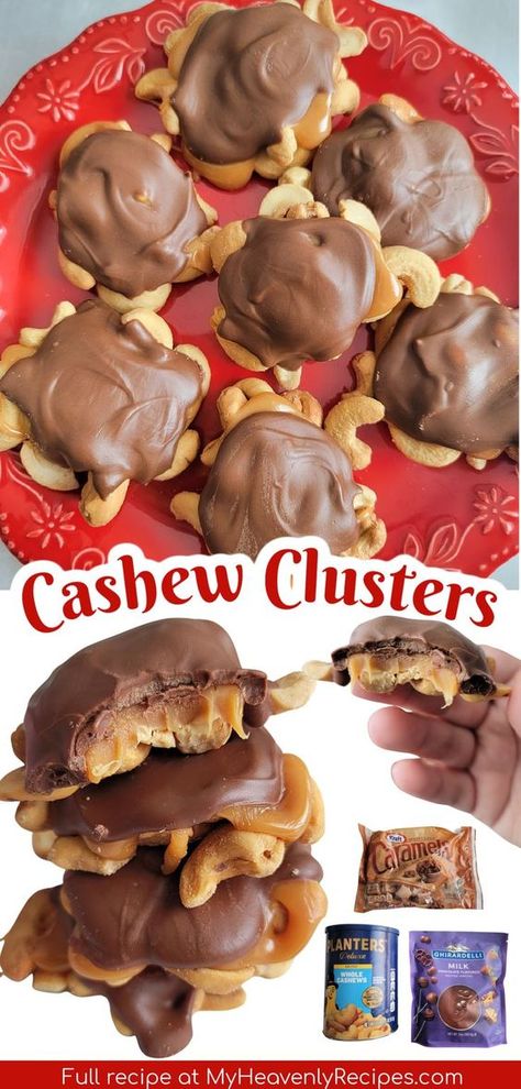 Zebra Cashew Clusters, Carmel Cashew Candy, Amish Cashew Clusters, Cashew Turtle Clusters, Carmel Nuts Easy Recipes, Cashew Turtles Recipe, Turtle Clusters Recipe, Cashew Chocolate Clusters, Cashew Cookies Recipes Holidays