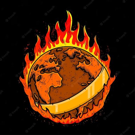 Premium Vector | Global warming with burning earth illustration Earth Burning, Earth Illustration, Superhero Logos, Premium Vector, Graphic Resources, Art