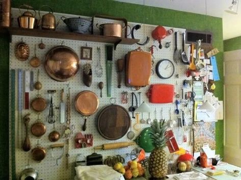 The Source: Pegboards - by Zinzi Edmundson - Treehouse Peg Board Kitchen, Kitchen Pegboard Ideas, Kitchen Pegboard, Coffee Mug Storage, Shaker Peg Rail, Pegboard Kitchen, Pegboard Ideas, Mug Storage, Tower Apartment