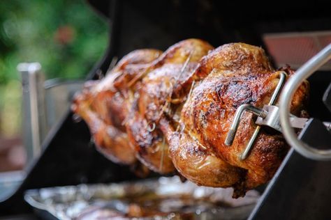 Rotisserie Turkey, Fresh Dinners, Spit Roast, Good Roasts, Backyard Grilling, Frosé, Lamb Roast, Grilling Tips, Cooking On The Grill