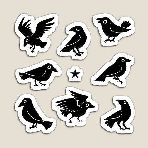 Cartoon Crow Tattoo, Crow Cute Drawing, Cute Raven Art, Crow Illustration Cute, Simple Crow Drawing, Cute Raven Drawing, Grackle Art, Crow Drawing Simple, Crow Stamp