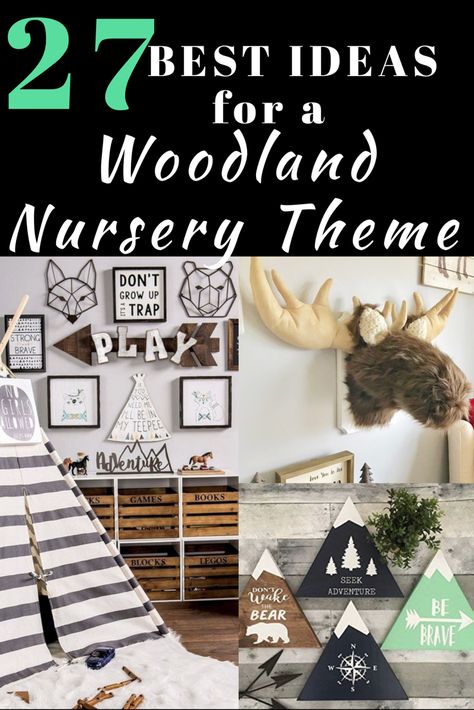 The best ideas to decorate your baby's woodland nursery. If you are thinking of having the woodland nursery theme then you will love this!  This article includes cutest woodland nursery rugs, woodland bedding, woodland wall art and so much more!  #woodlandnursery #nursery #nurserydecor #nurseryideas Woodland Nursery Ideas, Wilderness Nursery, Boy Nursery Ideas, Woodland Bedding, Woodland Nursery Boy, Boy Nursery Themes, Baby Boy Nursery Themes, Woodland Wall Art, Girly Decor