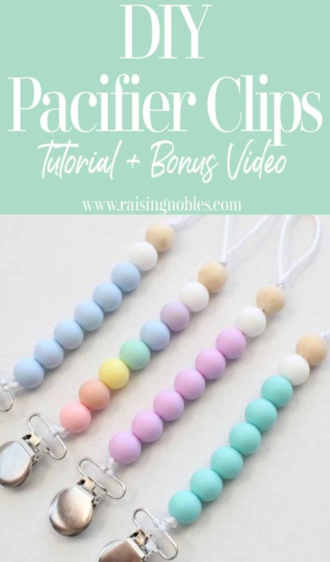 Pacifier Holder Diy, Dummy Clips Diy, Binky Clips Diy, Pacifier Clip Tutorial, Diy Pacifier Clip, Diy Teethers, Pacifier Clips Diy, Beaded Pacifier Clip, Baby Pacifier Holder