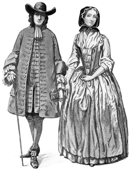 Colonial Fashion: Quaker Gentleman & Lady Colonial Fashion, 17th Century Fashion, Colonial Dress, Colonial Times, Colonial History, Fashion Archive, American Colonies, Colonial America, History Images