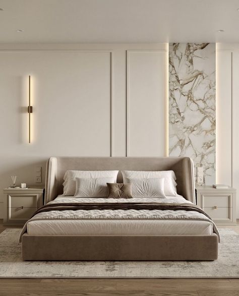 Modern Classic Interior Bedroom, Neo Classical Interiors Bedroom, Neo Classical Bedroom, Contemporary Bedroom Interior Design, Modern Luxury Bedroom Design, Royal Bedroom Design, Home Sanctuary, Tranquil Home, Royal Bedroom