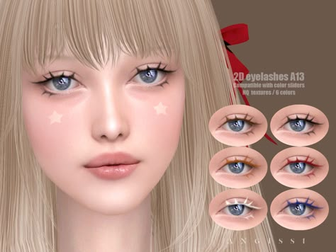 The Sims Resource - 2D eyelashes A13 Ts4 3d Eyelashes, Sims Eyelashes, Sims 4 Eyelashes, Mod Makeup, Doe Eye Makeup, Mod For Sims 4, Cc Eyes, Sims 4 Couple Poses, Sims 4 Cc Eyes