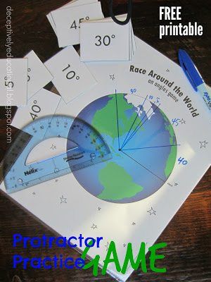 Facebook Twitter Pinterest If you’ve got a student that needs practice using his protractor, print up a couple of free, printable game boards and get ready to have some fun! Each player will draw a card and draw the angle stated on the card. The object of the game is to be the first player toRead More Grade 5 Math, Math Card Games, Teaching Geometry, Grade 6 Math, Math Measurement, Maths Ideas, Math Intervention, Fourth Grade Math, 7th Grade Math