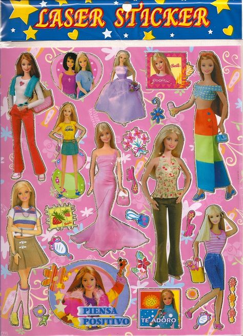 ersatz Barbie stickers | I didn't get to the dollar store in… | Flickr 2000s Stickers, Barbie Stickers, Barbie 90s, Early 2000/, Barbie 2000, Stickers Collection, New Barbie, Scrapbook Stickers Printable, Poses References