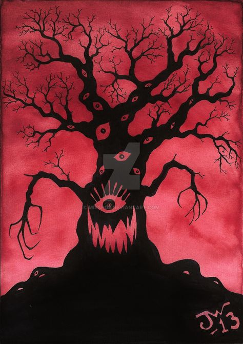 EVIL TREE Tree Eyes, Evil Tree, Willow Tree Art, Scary Eyes, Spooky Art, Wonder Art, Dark Tree, Spooky Trees, Knight Art