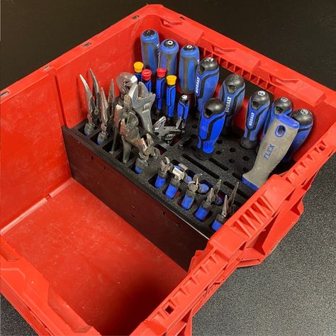 DryforgeToolMods - Etsy Milwaukee Tool Box Ideas, Van Setup, Hand Tool Storage, Milwaukee Tool Box, Tool Shelf, Small Tool Box, Box Organization, Work Shops, Work Trailer