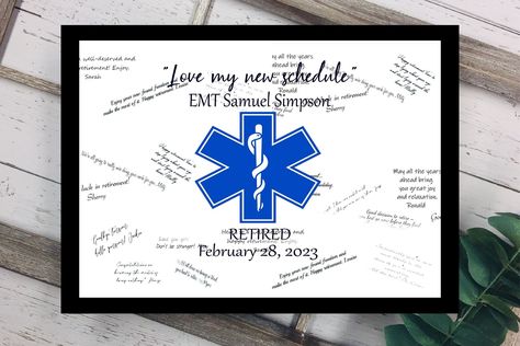 Emt Graduation, Paramedic Graduation, Job Congratulations, Unique Guest Book Alternatives, New Job Congratulations, Graduation Guest Book, Signature Board, Retirement Party Ideas, Custom Guest Book