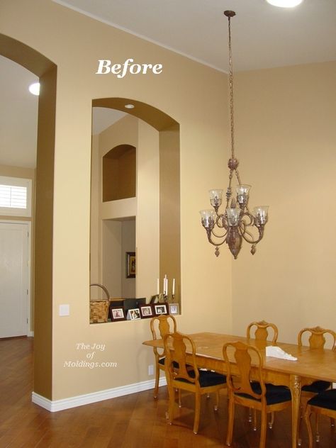 peep hole into kitchen from living so that i can see in while cooking at the corner stove  - Google Search Installing Crown Molding, Crown Molding Vaulted Ceiling, Install Crown Molding, Modern Crown Molding, Vaulted Ceiling Beams, Vaulted Ceiling Bedroom, Corner Stove, Vaulted Ceiling Lighting, Ceiling Crown Molding