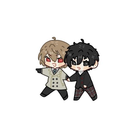 Goro X Ren, Akeshu Fanart, Ren Amamiya X Goro Akechi, Ren And Akechi, Akechi X Ren, Shuake Fanart, Persona 5 Chibi, Akechi Wallpaper, Akira X Akechi