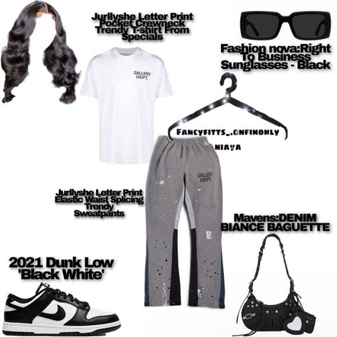 Black And White Dunks Outfit Summer, Barbie Dunks Outfit, Sza Fits, Ptso Outfits, Panda Dunks Outfit, Dunk Outfits, White Tshirt Outfit, Wigs Styles, Winter Birthday Outfit