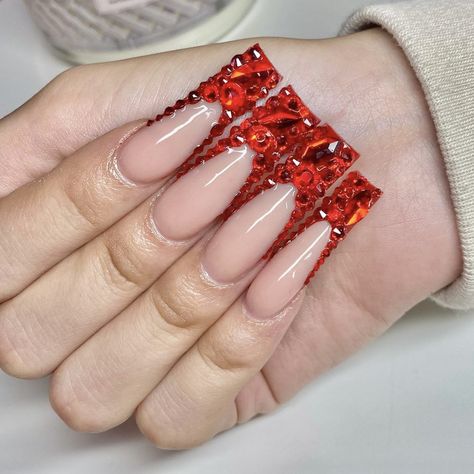 Long Acrylic Nail Designs, Holiday Nail Designs, Cute Acrylic Nail Designs, Long Square Acrylic Nails, Bling Acrylic Nails, Square Acrylic Nails, Fire Nails, Bling Nails, Nail Inspiration