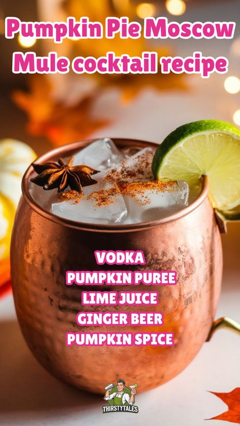 "Indulge in the cozy flavors of fall with this delightful Pumpkin Spice Moscow Mule Recipe! This unique twist on the classic Moscow Mule combines pumpkin puree and warm spices for a refreshing yet seasonal cocktail. Perfect for autumn gatherings, this Fall Moscow Mule Recipe is a must-try for pumpkin cocktail lovers. Elevate your celebrations with this easy-to-make Pumpkin Cocktail that captures the essence of the season. Cheers to festive sips with this delicious Moscow Mule Recipe!" Pumpkin Spice Mule, Pumpkin Moscow Mule, Pumpkin Mule Recipe, Holiday Mules Cocktail Recipes, Pumpkin Mule, Fall Moscow Mule, Holiday Mules, Moscow Mule Cocktail, Moscow Mules