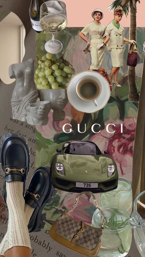 Pastel Collage Aesthetic, Gucci Garden Aesthetic, Magnolia Parks Wallpaper, Gucci Aesthetic Wallpaper, Vintage Gucci Aesthetic, Gucci Background, Luxury Collage, Old Money Wallpaper, Gucci Aesthetic