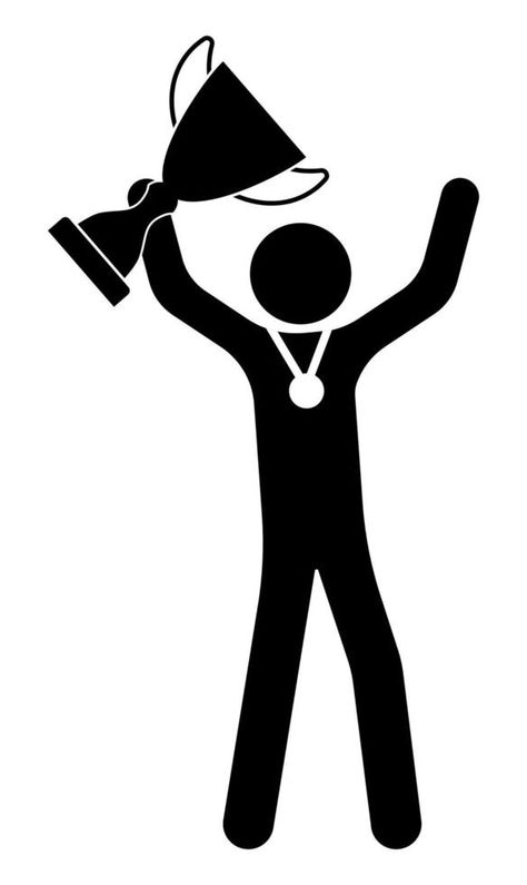 Stick figure, man holds prize, sports cup for participation in sports competitions. Award to winner of tournament. Vector Trophy Clipart, Sports Day Poster, Business Man Photography, Sport Art Projects, Sports Drawing, Positive Quotes Encouragement, Greg Heffley, Win Competitions, Self Defense Tools