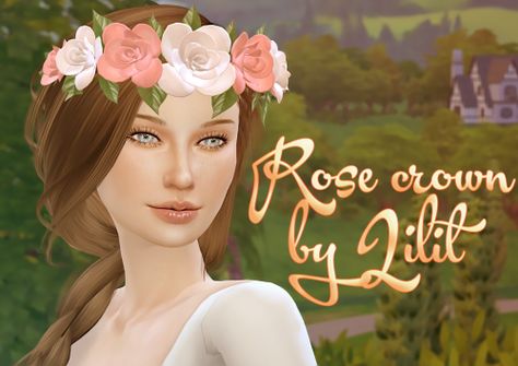 Sims 4 CC's - The Best: Rose Crown by Lilit's Creative World Sims 4 Cc Flower Accessories, Sims 4 Flower Crown, Ts4 Medieval, Flower Crown Veil, Sims Medieval, Sims Stories, Sims 4 Cc Shoes, Rose Crown, Sims Ideas