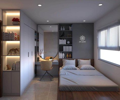 Tiny Bedroom Design, Small Bedroom Interior, Small Room Design Bedroom, Small Bedroom Ideas, Boy Bedroom Design, Bedroom Setup, Bedroom Bed Design, Small Room Design, Ideas Living Room