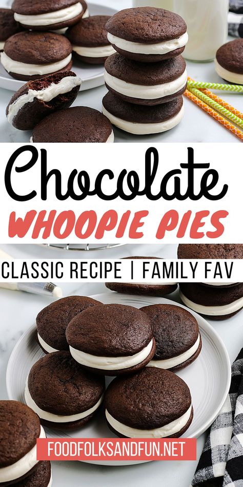 Oreo Whoopie Pie Recipe, Whoopie Pies Marshmallow Filling, Best Chocolate Whoopie Pies, Whoopie Pie Icing, Dairy Free Whoopie Pies, Woo Pie Pie Filling, Woppy Pies Chocolate, S’mores Whoopie Pies, Marshmallow Whoopie Pie Filling