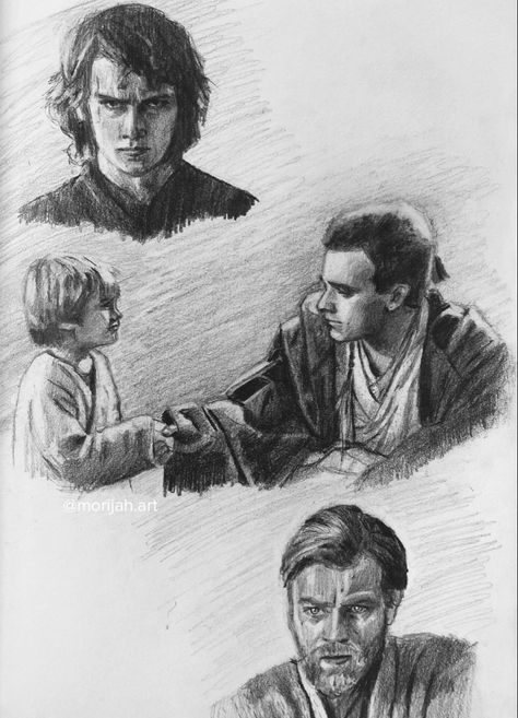 Starwars Drawing Ideas Easy, How To Draw Anakin Skywalker, Anakin Skywalker Sketch, Obi Wan Drawing, Obi Wan Kenobi Drawing, Anakin Sketch, Starwars Art Drawing, Star Wars Drawings Sketch, Anakin Drawing