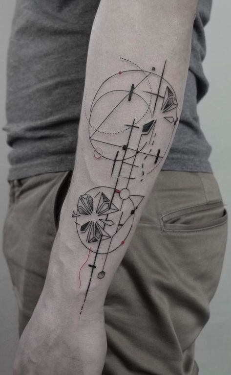 24 Creative Arm Tattoo Designs For Men That All Women Love. A simple linework or geometric design is more than enough to create something unique! Fibonacci Tattoo, Wrist Band Tattoo, Simple Hand Tattoos, Geometric Line Tattoo, Science Tattoos, Dot Tattoos, Cool Arm Tattoos, Tattoo Master, Pokemon Tattoo