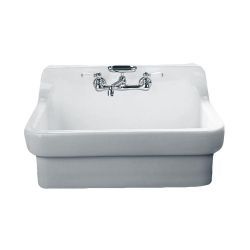 This sink would go great in your kitchen! Country Sink, Country Kitchen Sink, Porcelain Kitchen Sink, Dramatic Walls, China Kitchen, Casual Kitchen, Sink Grid, Farmhouse Aprons, Wall Mounted Sink