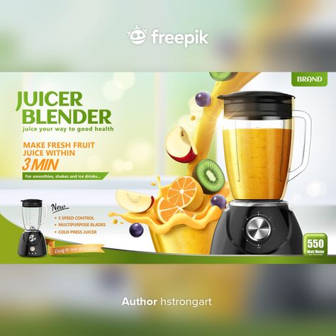 Blender Poster Design, Blender Poster, Kitchen Surface, Juicing With A Blender, Cold Press Juicer, Fruit Juicer, Fresh Fruit Juice, Iced Drinks, Fresh Juice