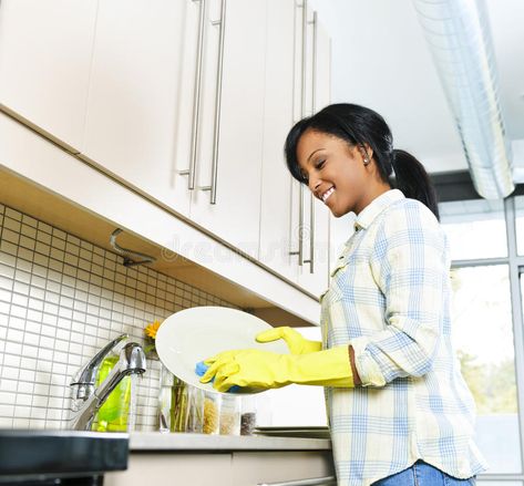 Young woman washing dishes. Smiling young black woman washing dishes in kitchen , #Aff, #washing, #dishes, #Young, #woman, #black #ad Woman Washing Dishes, Happiness Is A Choice, Young Black, Washing Dishes, Mindfulness Practice, Everyday Activities, In Kitchen, Young Woman, Black Women