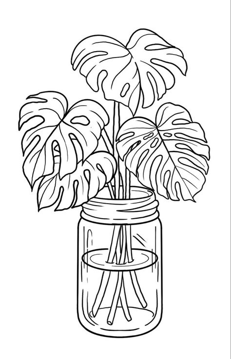 Free Easy Coloring Pages, Coloring Pages Plants, Hippie Coloring Pages, Easy Coloring, Coloring Inspiration, Pola Sulam, 수채화 그림, Plant Drawing, Cool Coloring Pages