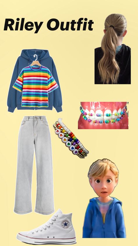 Inside Out Outfit Ideas Aesthetic, Riley Inside Out Costume, Inside Out 2 Outfit Ideas For Movie, Inside Out Inspo Outfit, Inside Out Inspired Outfits, Inside Out Dti Outfit, Halloween Costumes Inside Out, Inside Out 2 Outfit Ideas, Inside Out Outfit Ideas