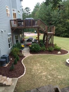 outdoor patio side shot done with interlocking border. looks incredible. Under Deck Landscaping, Patio Under Decks, Deck Landscaping, Patio Deck Designs, Decks Backyard, Diy Deck, Backyard Deck, Patio Landscaping, Deck Ideas