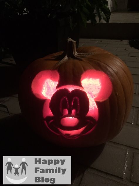 Mickey Mouse Pumpkin • Happy Family Blog Minnie Pumpkin Carving, Mickey Mouse Pumpkin Carving, Mickey Mouse Pumpkin Stencil, Mouse Pumpkin Carving, Minnie Pumpkin, Mouse Pumpkin, Best Pumpkin Patches, Mickey Mouse Pumpkin, Mickey Mouse Pins