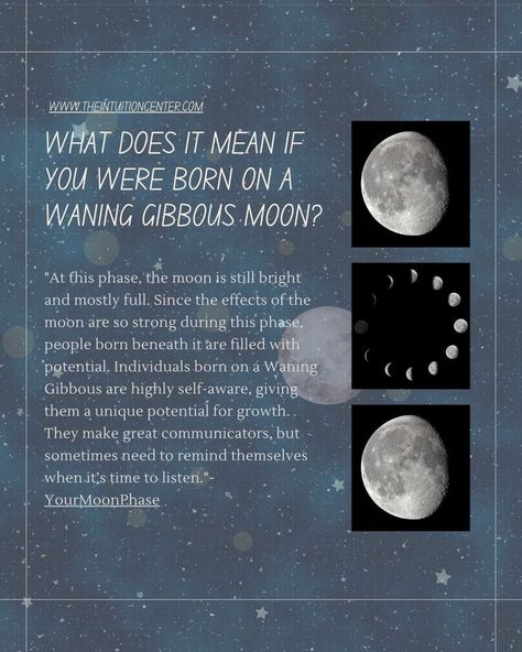 What does it mean if you were born on a waining gibbous moon? Waning Gibbous Moon, Gibbous Moon, Describe Your Personality, On The Moon, Describe Yourself, Moon Phases, The Moon, Moon